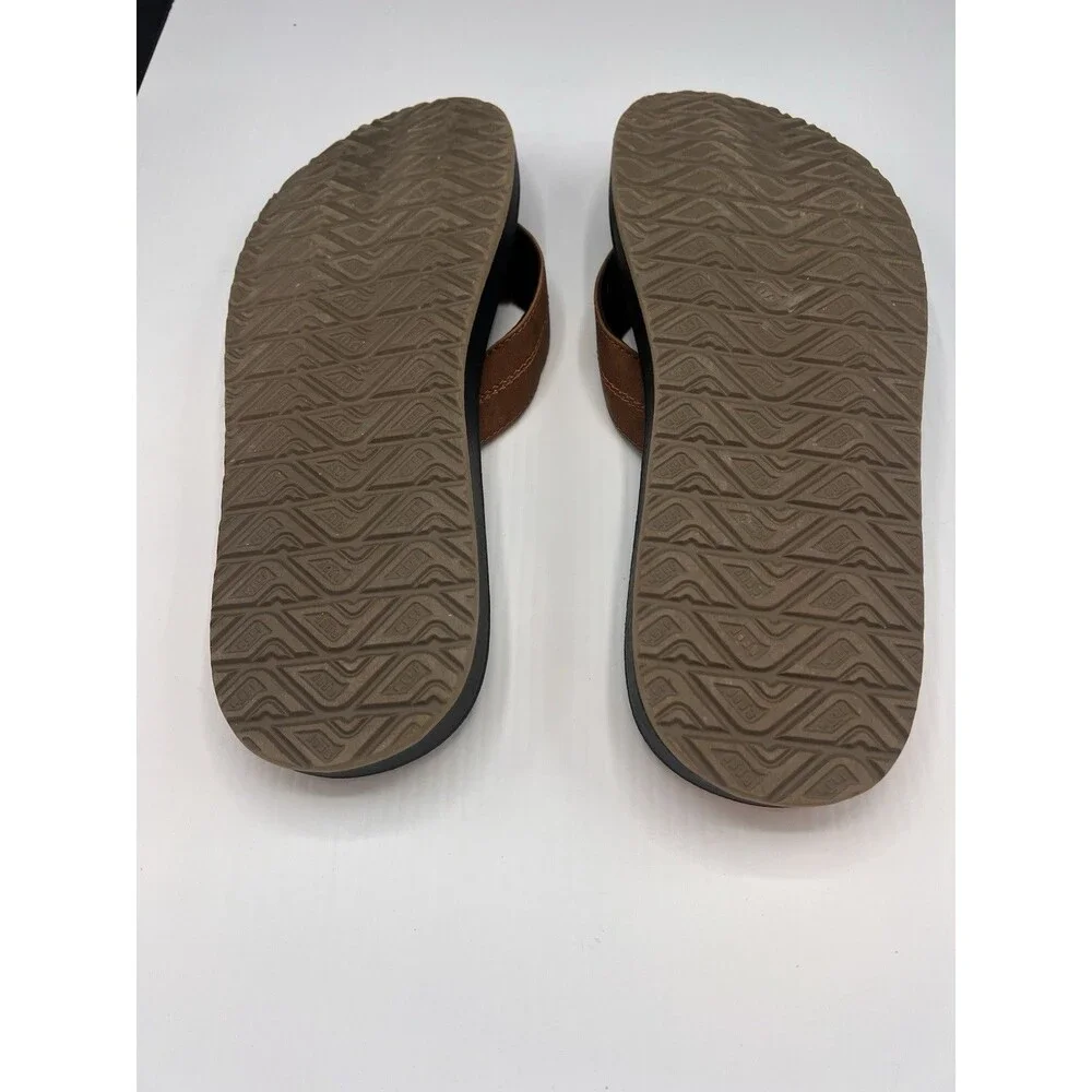REEF Journeyer Men’s Size 12 EU 45 Brown Black Cushion Flip-Flop Sandals NWOT